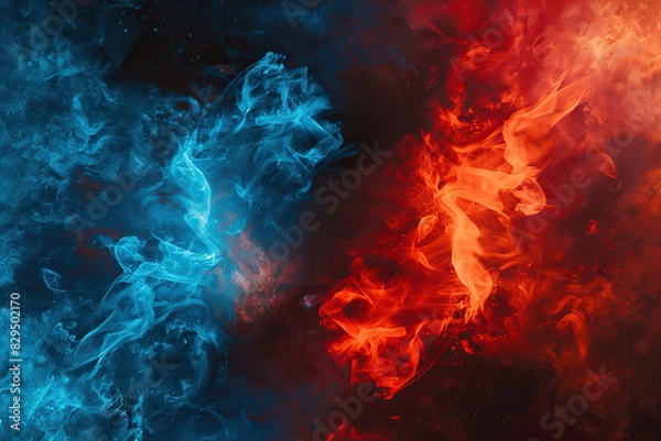 Fototapeta Generative ai on theme of beautiful texture water and fire for design natural abstract background
