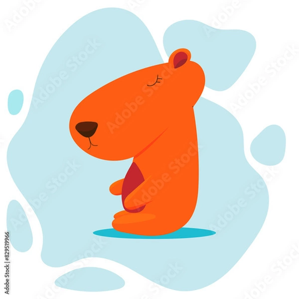 Obraz cute, funny capybara on a blue background