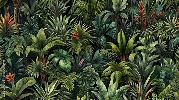 Fototapeta  dark green background with a pattern of different types 