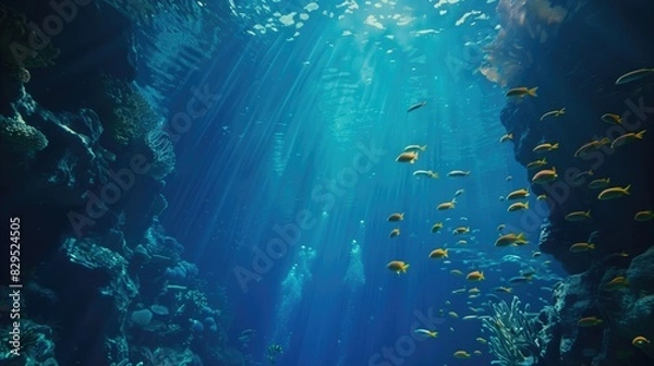 Obraz underwater scene with ambient rays of light