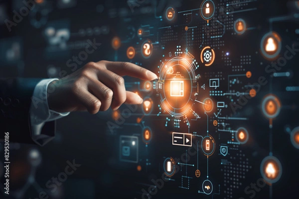 Fototapeta businessman touching screen