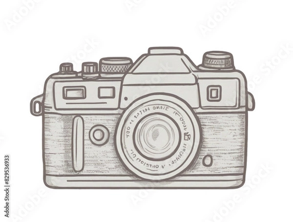 Fototapeta Photo camera doodle icon. Hand drawn sketch in vector PNG | Camera Cut out