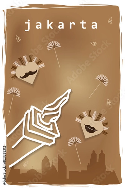 Fototapeta Vector illustration of the city of Jakarta and its cultural symbols