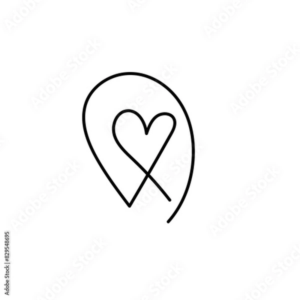 Fototapeta Line Heart Silhouettes for Valentine's Day