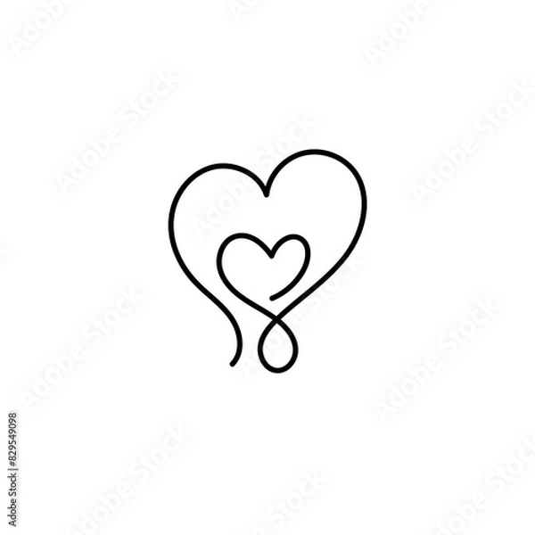 Fototapeta Line Heart Silhouettes for Valentine's Day