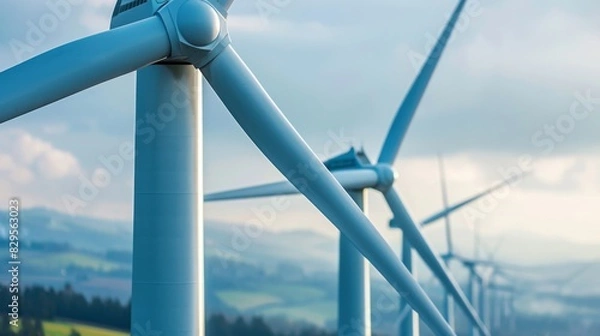 Obraz Wind turbine energy, close-up. Energy source from wind energy. Alternative electricity. Close-up.