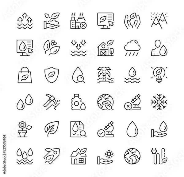 Fototapeta Environment icons set. Vector line icons. Black outline stroke symbols