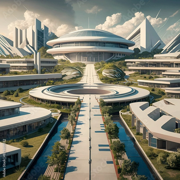 Fototapeta Step into a world of technology and design at this one-of-a-kind school, where the architecture is just as cutting-edge.