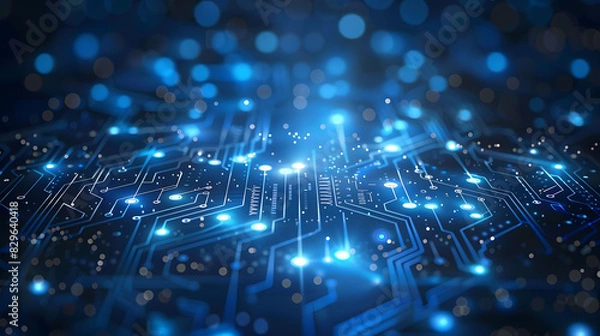 Obraz Abstract vector blue technology concept. background illustration