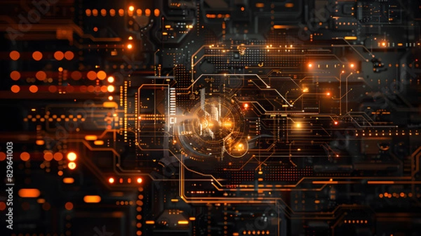 Obraz Abstract technological background with various technological ele