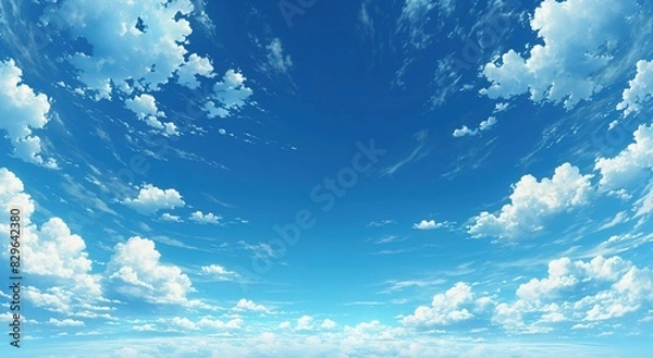 Obraz 夏の空と入道雲のアニメ風イラスト