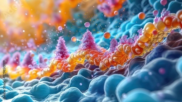 Fototapeta Scientific diagram showing calcium absorption and dependence on vitamin D in the gut.