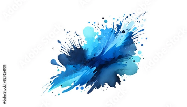 Obraz Dynamic blue watercolor splash against a transparent  background, showcasing fluidity, creativity, and artistic expression in vibrant shades.
