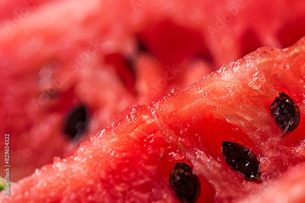 Obraz Watermelon texture background with seeds close up macro shot.