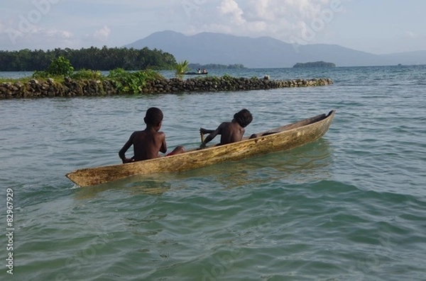 Obraz enfants en pirogue