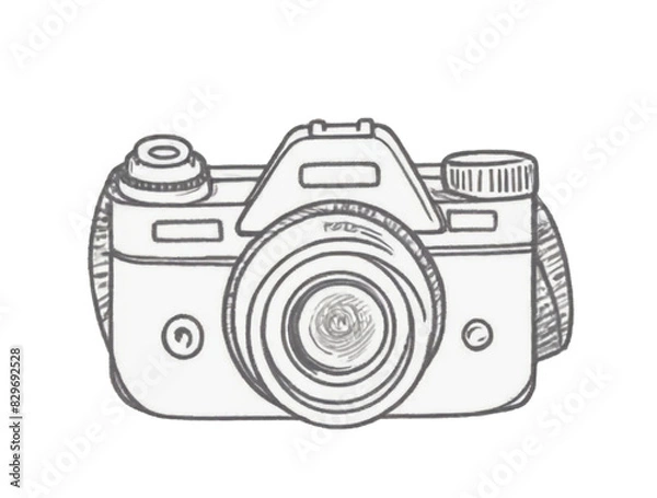 Fototapeta Photo camera doodle icon. Hand drawn sketch in vector PNG | Camera Cut out