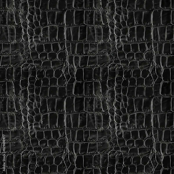 Obraz Seamless pattern with black crocodile leather texture.