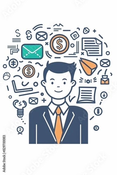 Fototapeta A man is smiling and wearing a suit and tie