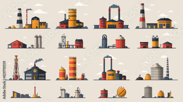 Obraz factory icons set