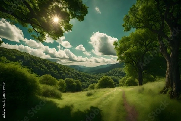 Fototapeta landscape with trees