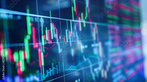 Obraz 変動する株価のチャートグラフ