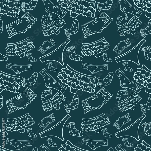 Fototapeta Underwear seamless pattern with other pants and socks