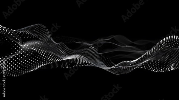 Fototapeta Abstract digital wave of particles. Futuristic point wave. Technology background vector. Vector illustration. Generative AI.