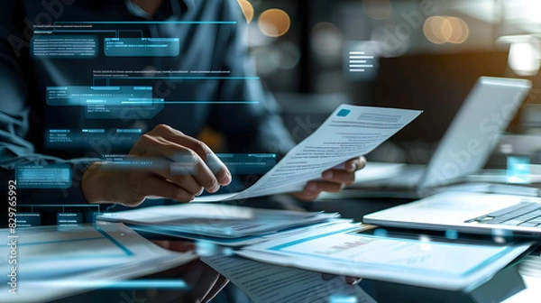 Fototapeta Legal Document Workflow Automation, the benefits of workflow automation in legal document management with an image showing automated document routing