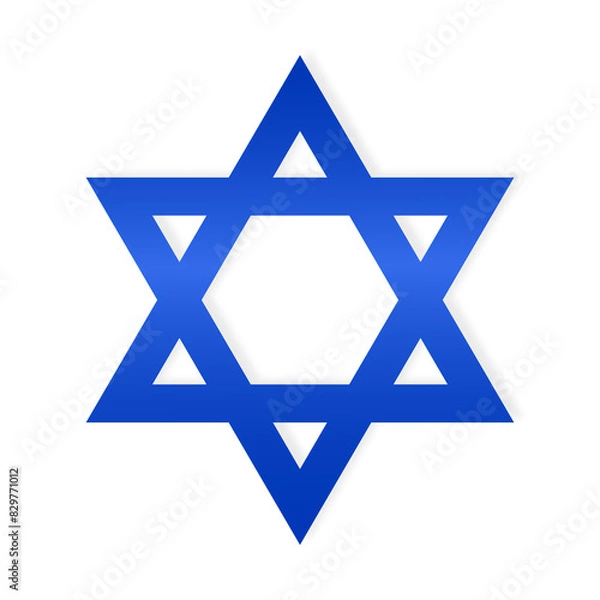 Fototapeta National emblem symbol of Israel Star of David in a flat style on a transparent background. Israeli symbol icon emblem. Symbol, icon, emblem, banner, background