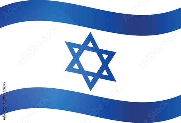 Fototapeta National flag of Israel in a flat style on a transparent background. Israeli flag icon emblem. Symbol, icon, emblem, banner, background