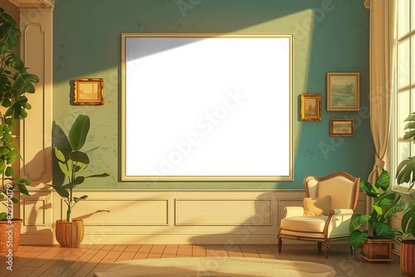 Fototapeta Frame mockup comic style. picture frame template. 3:2
