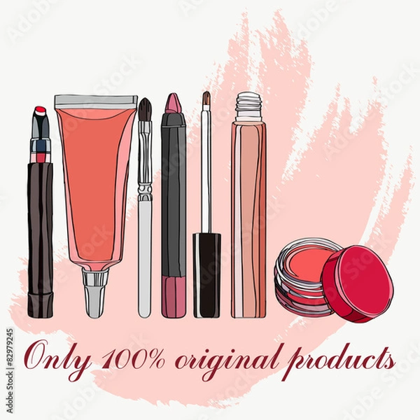 Fototapeta cosmetics for lips - some lip gloss and lipstick