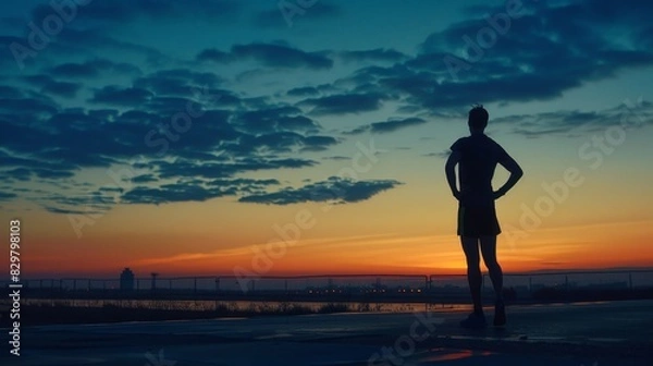 Obraz In the quiet before dawn, a runner stands at the starting line, heart pounding with anticipation. The marathon ahead promises both challenge and triumph, a true test of endurance and spirit.