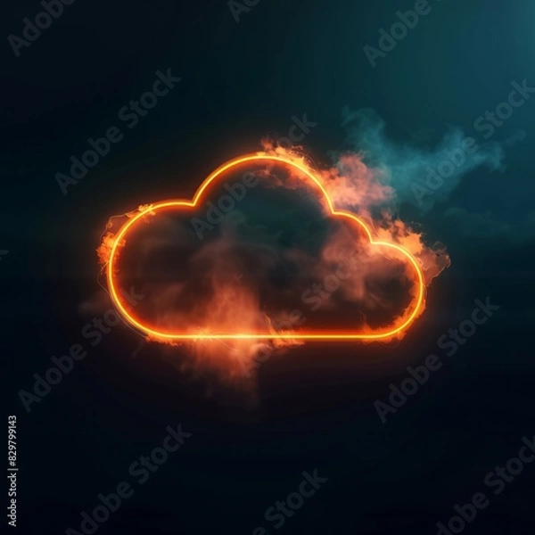 Fototapeta Cloud Data Storage Symbol on Dark Background
