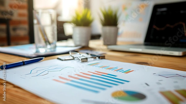 Fototapeta Business graph, study and learn business statistics.