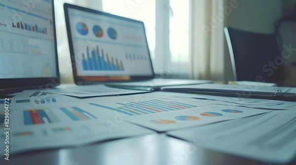 Fototapeta Business graph, study and learn business statistics.