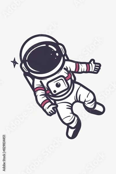 Obraz A cartoon astronaut is floating in space