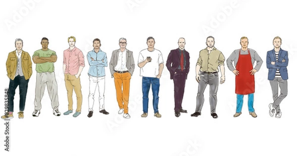 Obraz 様々な年齢の多国籍の男性達