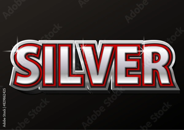 Obraz Editable text style effect - silver theme style.