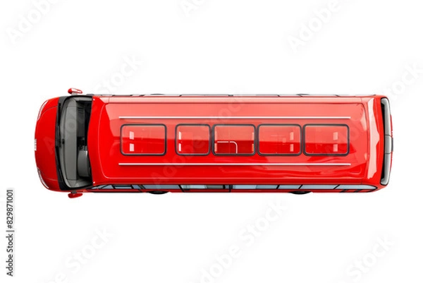 Fototapeta Top view of red double-decker bus top view transparent background