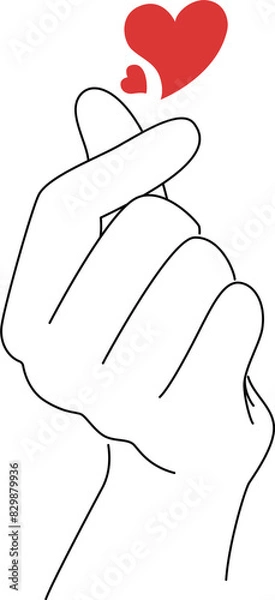 Fototapeta heart emoticon, hand showing heart, fingers showing heart, korean popular heart, k pop heart, heart hand gesture 