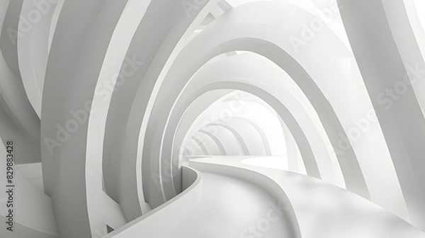 Fototapeta Abstract Technology Background. Minimal Architecture Design. White Industrial Wallpaper. Generative AI.