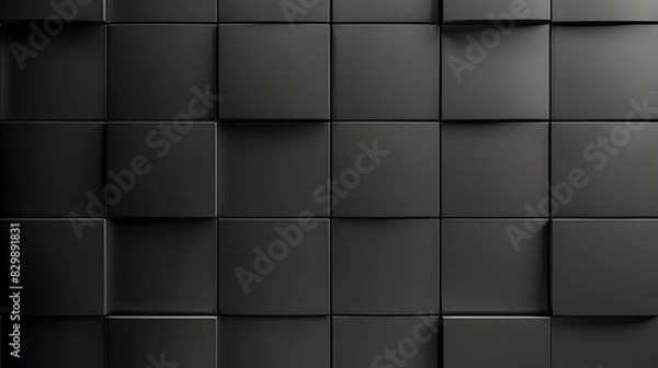 Fototapeta Black Square Tiled Background. Generative AI.