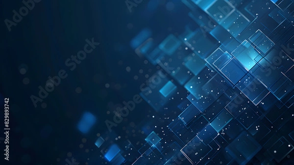 Fototapeta blue geometric shape abstract technology background. Generative AI.