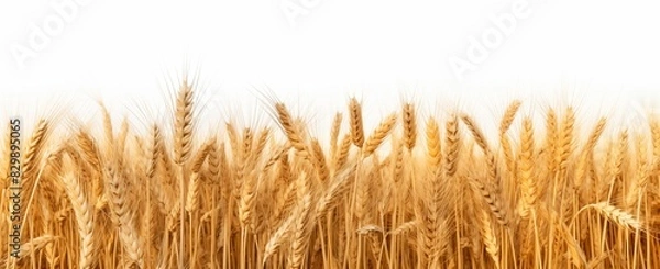 Fototapeta A picturesque field of golden wheat, swaying gently in the breeze, creates a stunning rural landscape.
