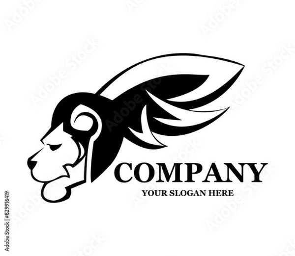 Obraz lion head logo design with wings