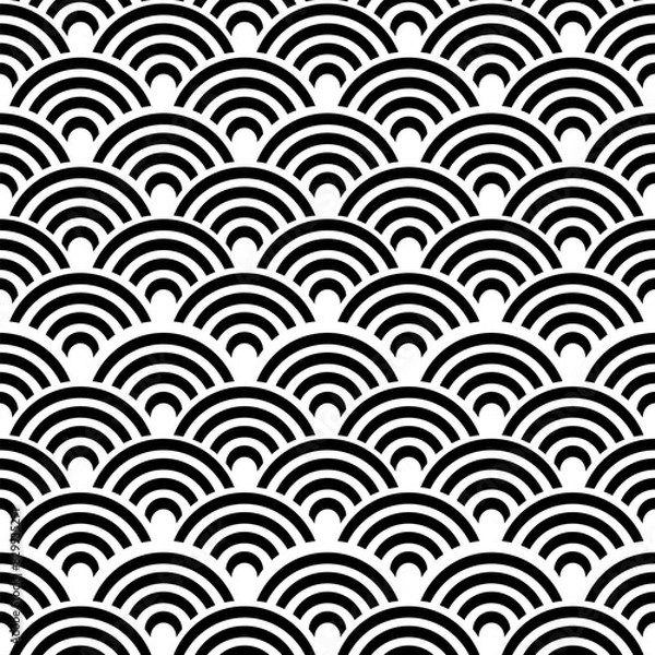 Obraz Seamless japanese waves pattern vector