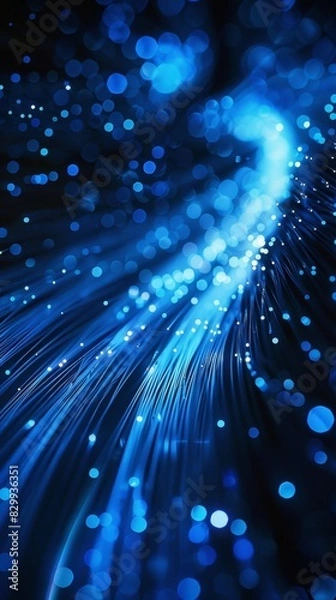 Fototapeta Blue light streak, fiber optic, speed line, futuristic background for 5g or 6g technology wireless data transmission, high-speed internet in abstract