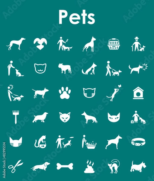 Fototapeta Set of pets simple icons