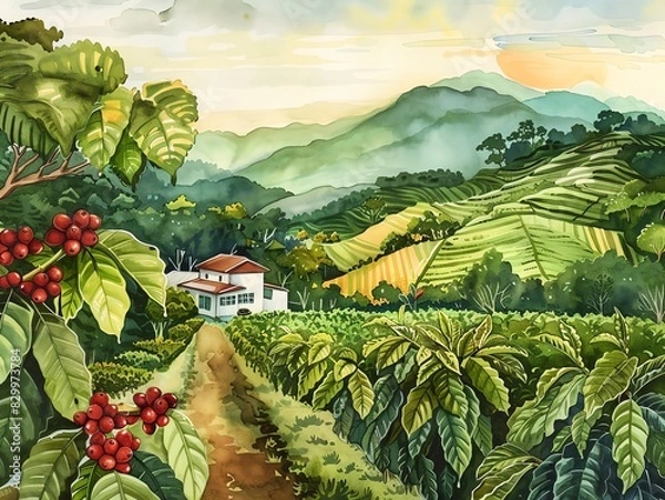 Obraz A coffee plantation in the mountains of Colombia